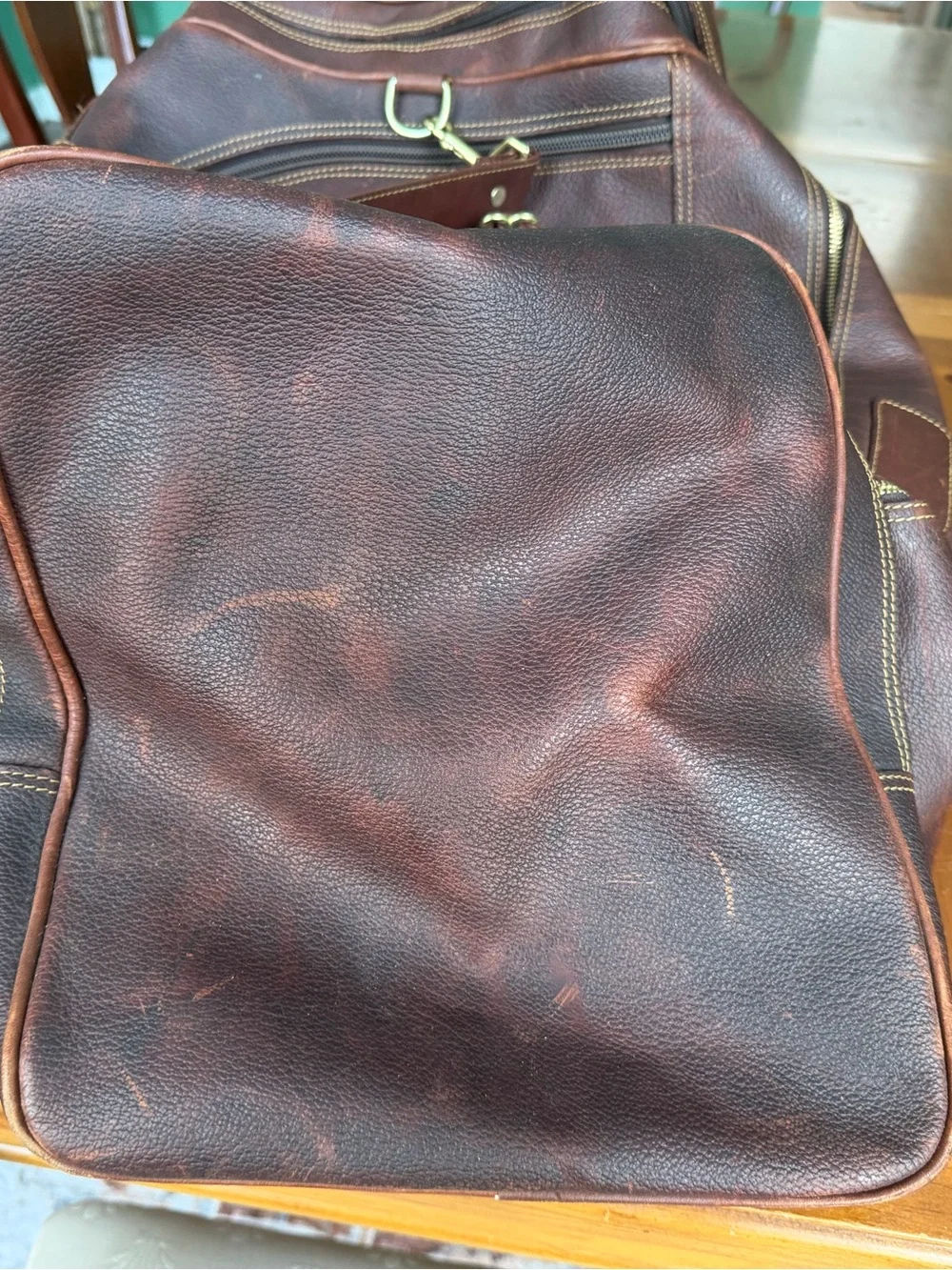 Orvis Vintage 100% Bullhide Leather XL Duffel Bag w Liner-AMAZING condition!!